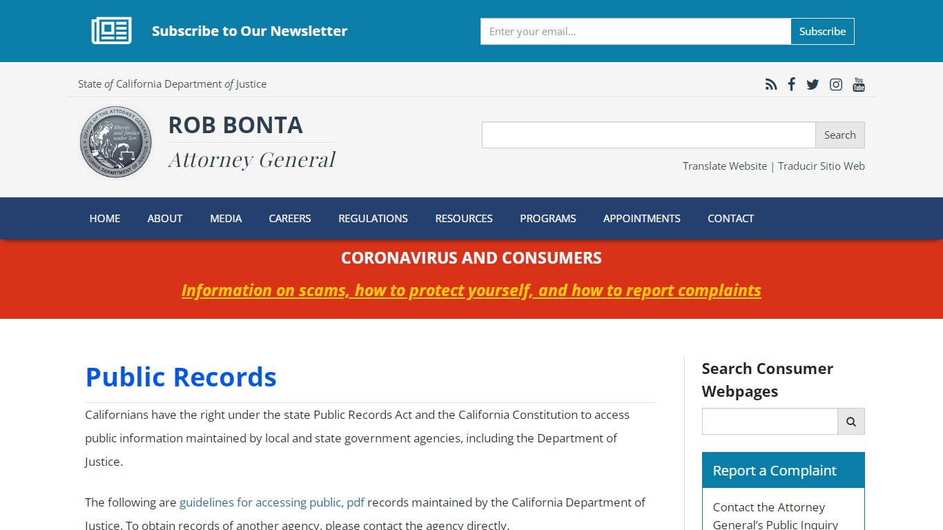 Public Records | State of California - Department of Justice